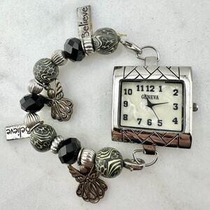Geneva Womens Watch, Working, Beaded Band, Angel, Believe Charm - New Battery